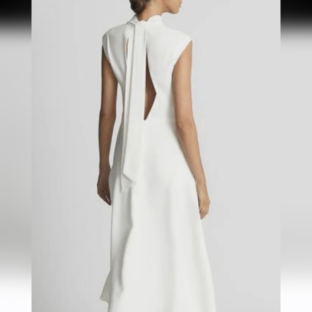 Reiss White Sleeveless Tie-Back Maxi Dress